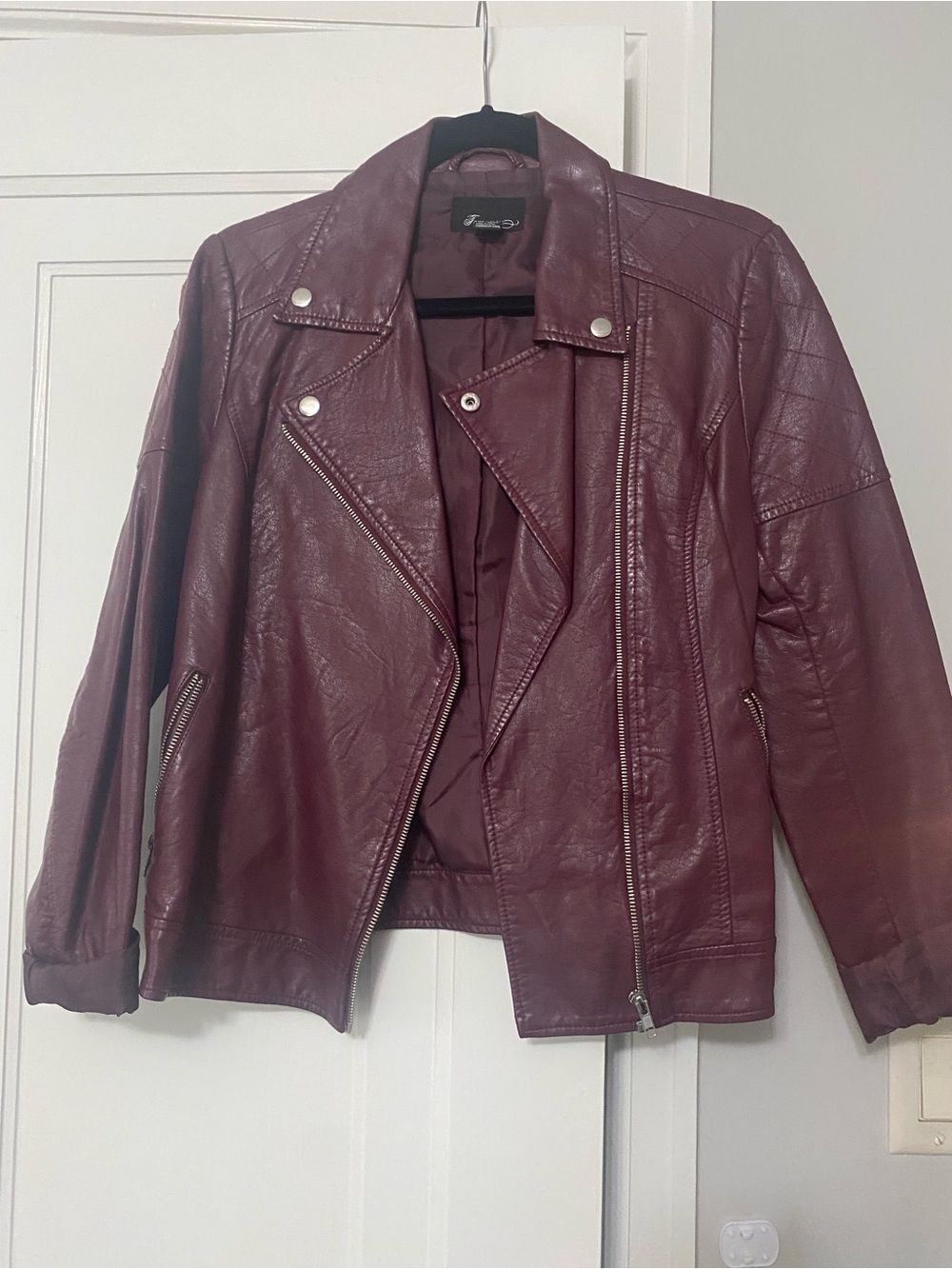 Forever 21 Wine Faux Leather Moto Jacket